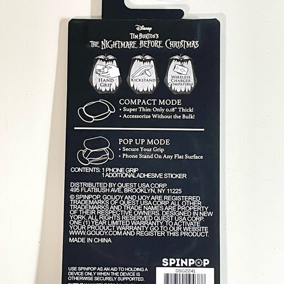 SpinPop~Slim Grip~The Nightmare Before Christmas~Phone Grip~Jack and Sally~NEW - Picture 3 of 7